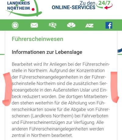 Screenshot der Website des Landkreises Northeim. 