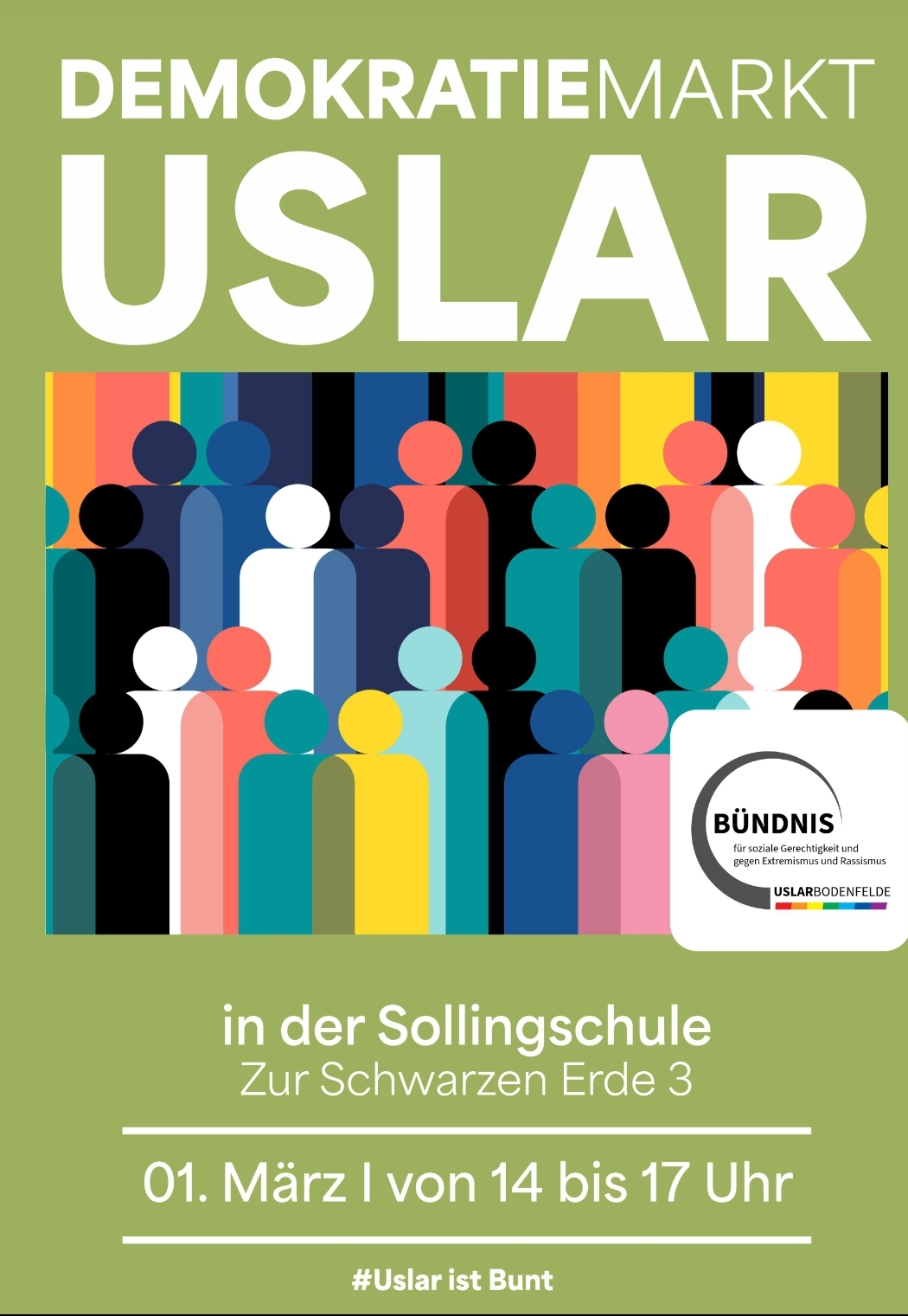 CDU wirkt mit: Plakat des B�ndnisses f�r soziale Gerechtigkeit und gegen Extremismus und Rassismus Uslar-Bodenfelde. 